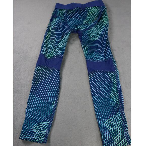 All In Motion Kids Compression Leggings Blue Green Pattern XS 4/5 Athletic Pants - Picture 5 of 8